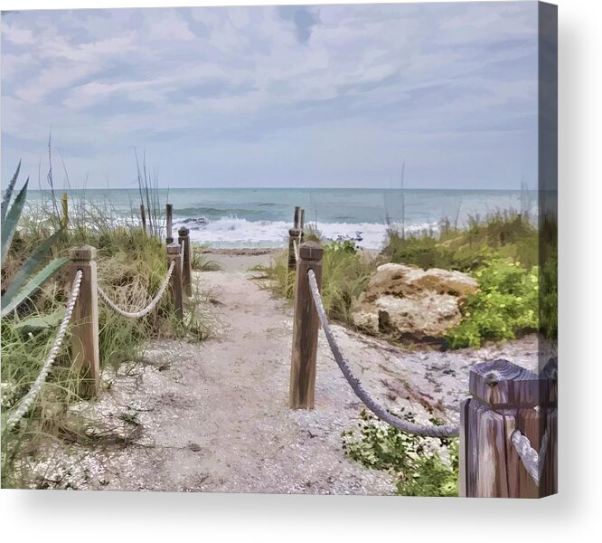 Stormy Acrylic Print featuring the photograph No Beach Today by Sandy Poore