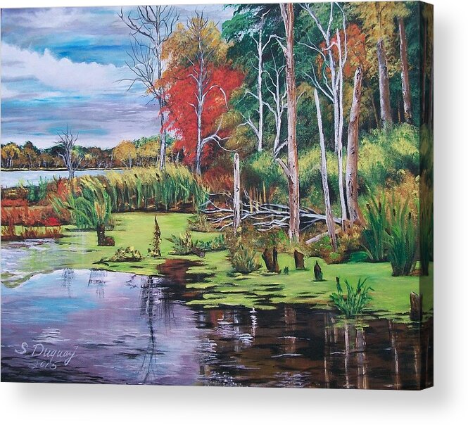 Sedge Acrylic Print featuring the painting Norman Lake by Sharon Duguay