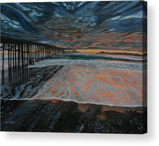 Ventura Acrylic Print featuring the painting North Side of the Ventura Pier by Ian Donley