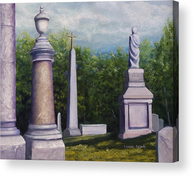 Cemetery Acrylic Print featuring the painting Oakwood Cemetery Jefferson Texas by Lenora De Lude