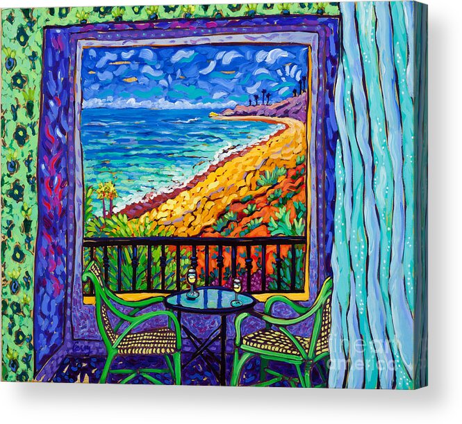 Ocean View Balcony Acrylic Print featuring the painting Ocean View by Cathy Carey