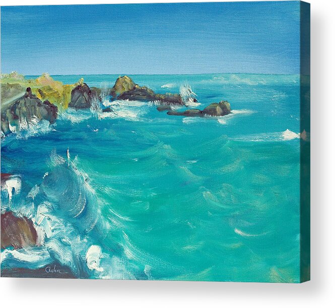 Seascape Painting Acrylic Print featuring the painting Oceano  by Asha Carolyn Young