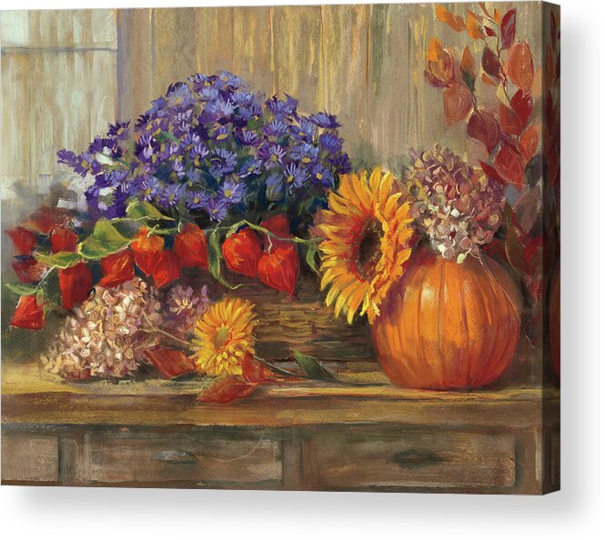 Autumn Acrylic Print featuring the painting October Still Life by Carol Rowan