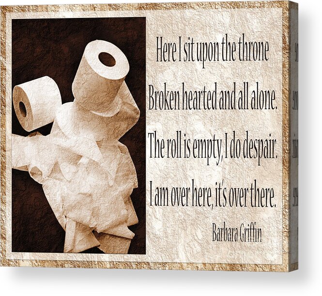 Bathroom Acrylic Print featuring the photograph Ode To The Spare Roll Sepia 2 by Andee Design