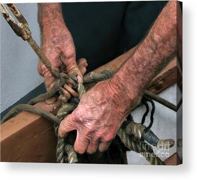 Hands Acrylic Print featuring the photograph Old Hands and the Sea by Jennie Breeze