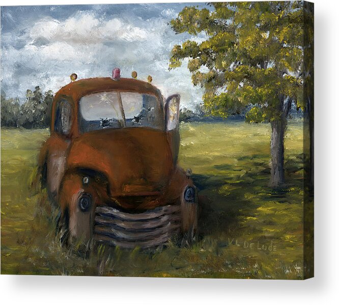 Old Acrylic Print featuring the painting Old Truck Shreveport Louisiana Wrecker by Lenora De Lude
