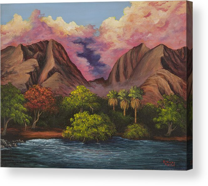 Landscape Acrylic Print featuring the painting Olowalu Valley by Darice Machel McGuire