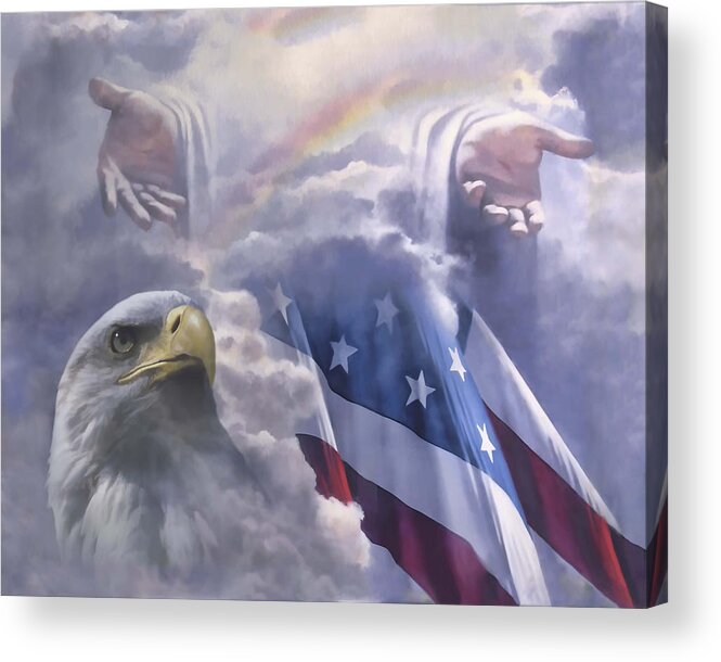 America Acrylic Print featuring the painting One Nation Under God by Danny Hahlbohm