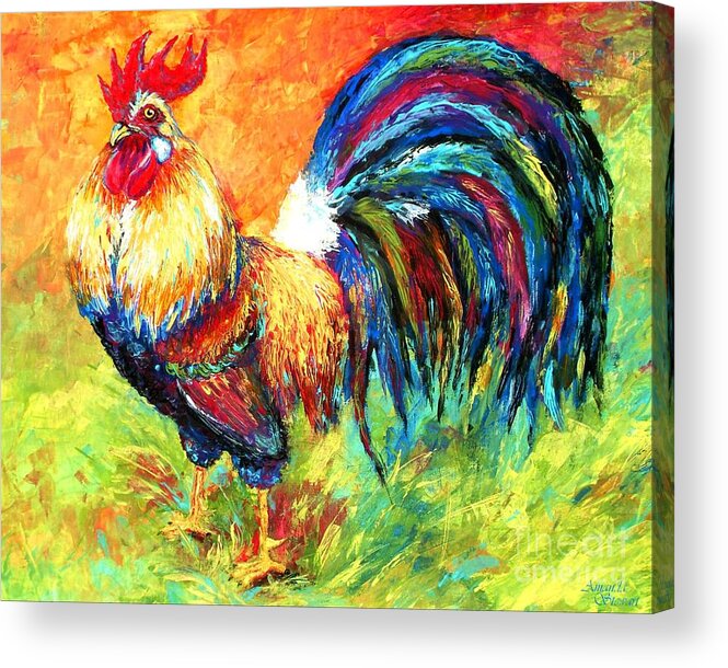 Rooster Acrylic Print featuring the painting Pallet Rooster by Amanda Hukill
