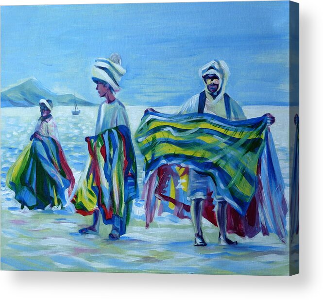 Tropical Acrylic Print featuring the painting Panama.Beach Market by Anna Duyunova