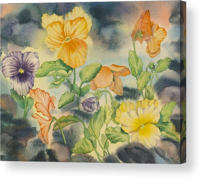 Pansies Acrylic Print featuring the painting Pansies by Heather Gallup