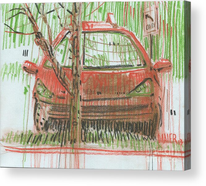 Car Acrylic Print featuring the painting Papa John's by Donald Maier