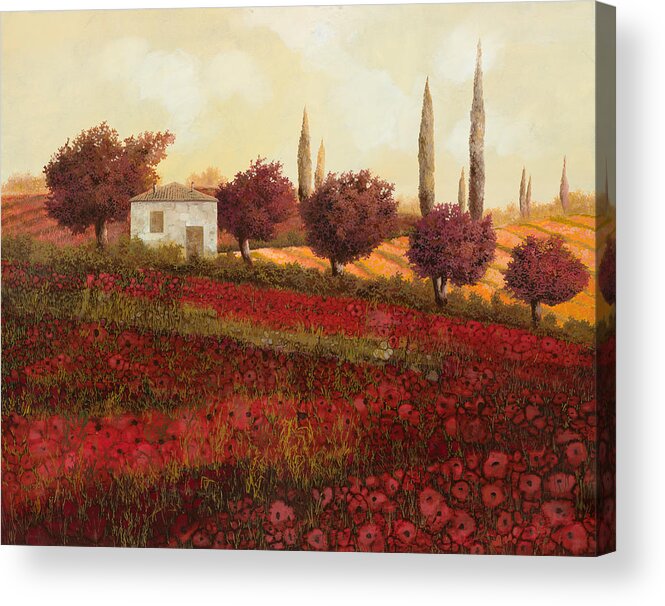 Tuscany Acrylic Print featuring the painting Papaveri In Toscana by Guido Borelli