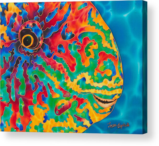 Diving Acrylic Print featuring the painting Parrotfish by Daniel Jean-Baptiste