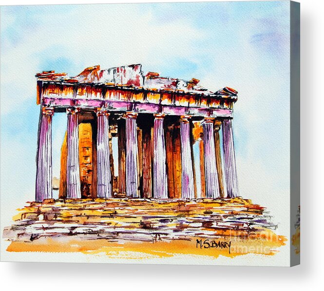 Acropolis Of Athens Acrylic Print featuring the painting Parthenon by Maria Barry