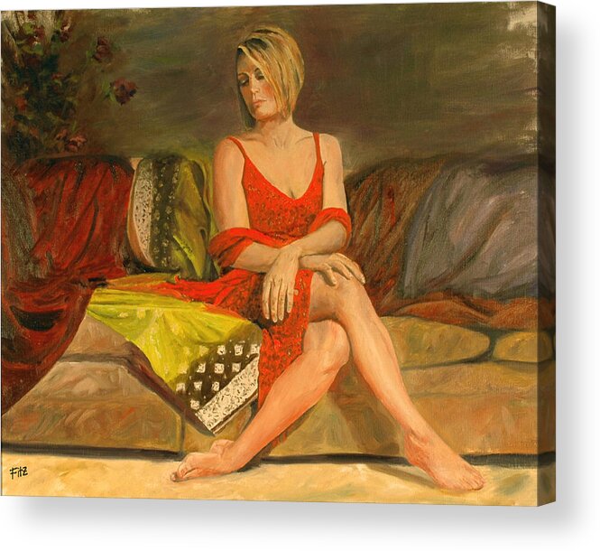 Figurative Acrylic Print featuring the painting Patiently Waiting by Rick Fitzsimons