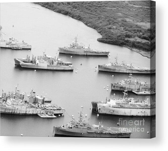 Pearl Harbor Acrylic Print featuring the photograph Pearl Harbor Battleships by Brigitte Emme