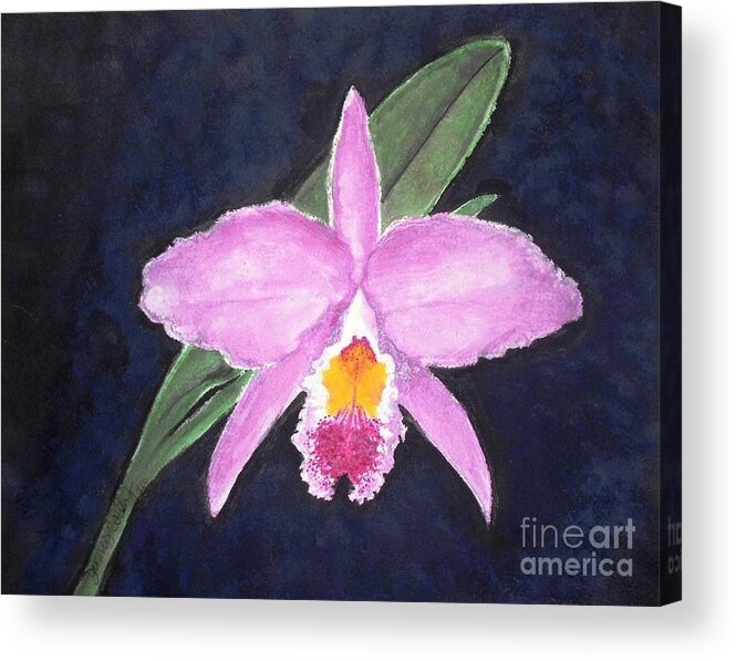 Orchid Acrylic Print featuring the painting Penny's Orchid by Denise Railey