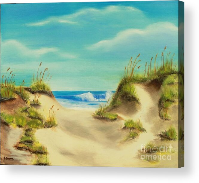 Dunes Acrylic Print featuring the painting Perfect Beach Day by Bev Conover