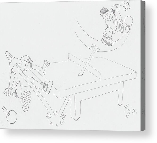 Ping Pong Acrylic Print featuring the drawing Ping Pong Cartoon by Mike Jory