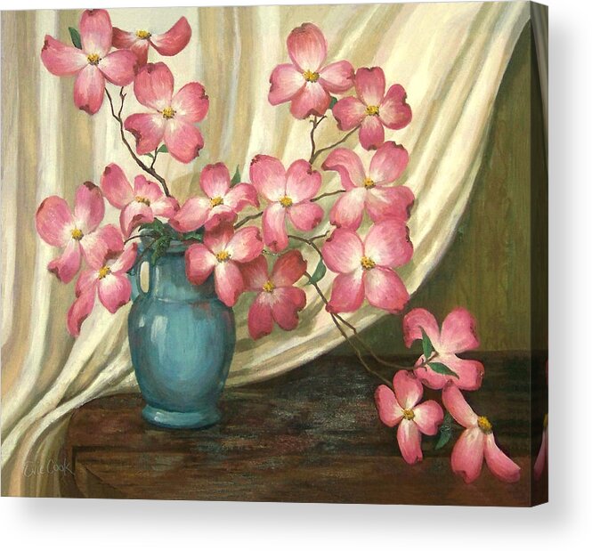 Dogwood Acrylic Print featuring the painting Pink Dogwoods by Evie Cook