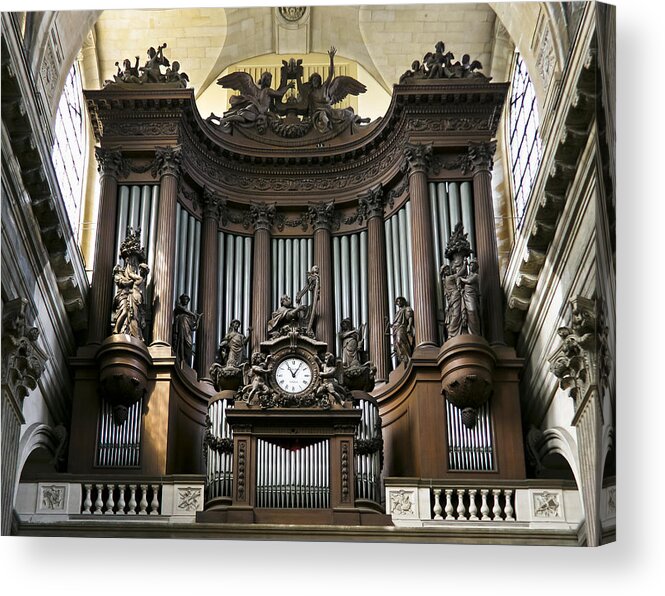 Pipe Organ Acrylic Print featuring the photograph Pipe organ in St Sulpice by Jenny Setchell