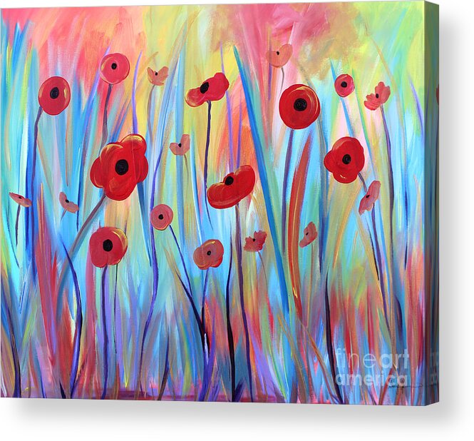 Flowers Acrylic Print featuring the painting Poppy Symphony by Stacey Zimmerman