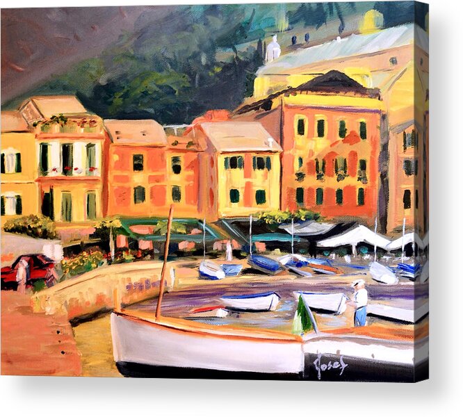 Portofino Acrylic Print featuring the painting Portofino Evening by Josef Kelly