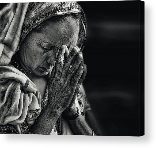 Lady Acrylic Print featuring the photograph Prayers by Piet Flour