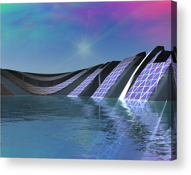 Water Acrylic Print featuring the digital art Precious Water Alien Landscape by Judi Suni Hall