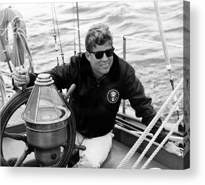 Jfk Acrylic Print featuring the photograph President John Kennedy Sailing by War Is Hell Store