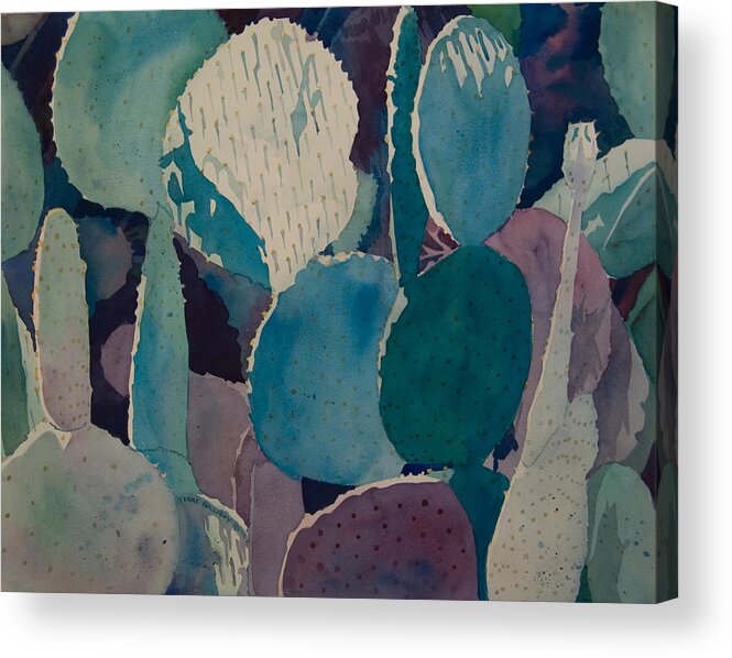 Cactus Acrylic Print featuring the painting Prickly Pear by Terry Holliday