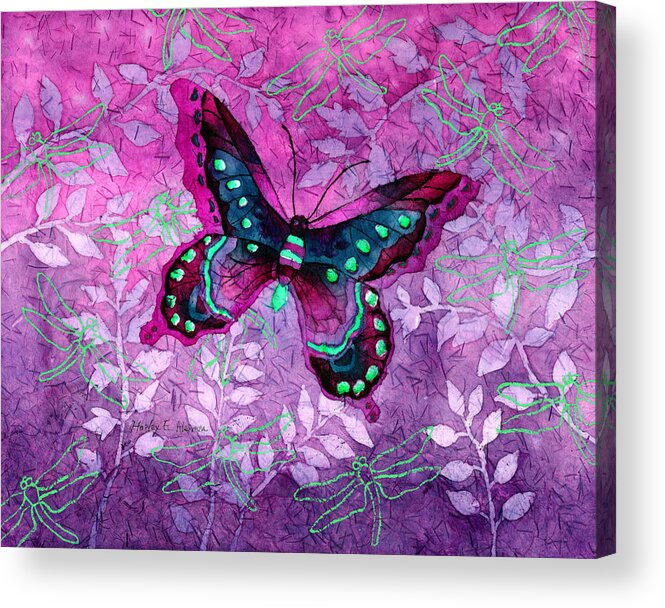 Butterfly Acrylic Print featuring the painting Purple Butterfly by Hailey E Herrera