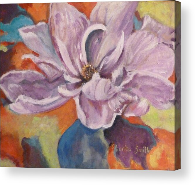 Art/gloria's Art.purple Acrylic Print featuring the painting Purple Flower by Gloria Smith