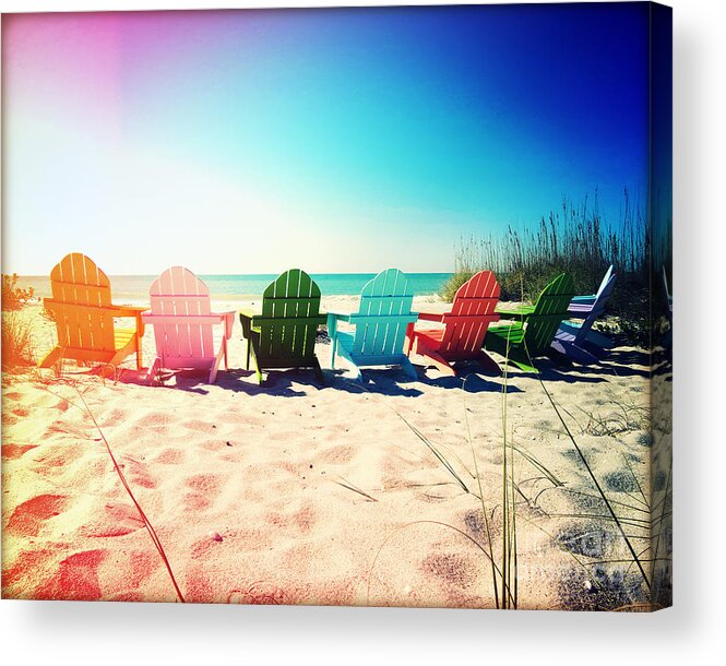 Florida Acrylic Print featuring the photograph Rainbow Beach Photography Light Leaks1 by Chris Andruskiewicz