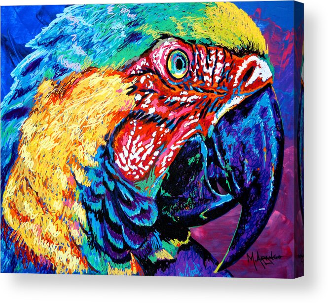 Bird Acrylic Print featuring the painting Rainbow Macaw by Maria Arango