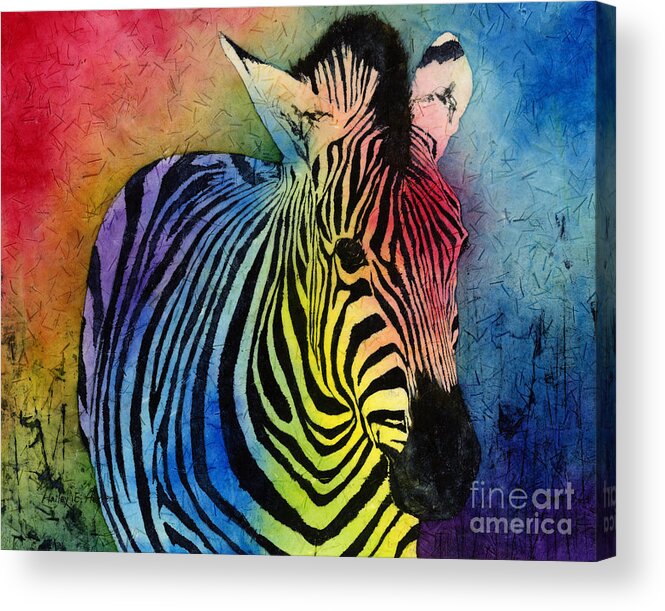 Zebra Acrylic Print featuring the painting Rainbow Zebra by Hailey E Herrera