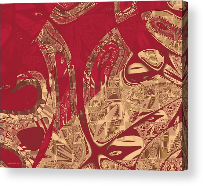 Abstract Acrylic Print featuring the digital art Red Geranium Abstract by Judi Suni Hall