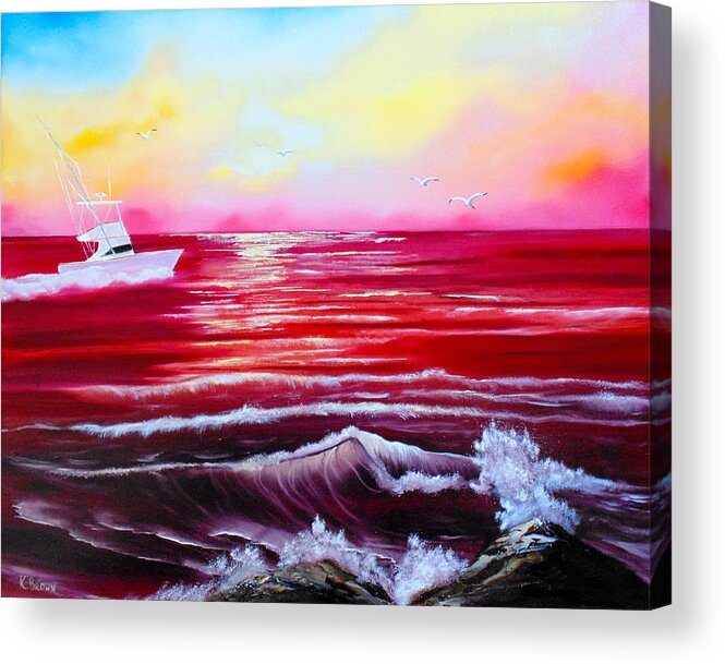 Ocean Paintings Acrylic Print featuring the painting Red Seas by Kevin Brown