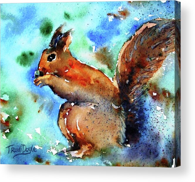 Wild Life Acrylic Print featuring the painting Red Squirrel by Trudi Doyle