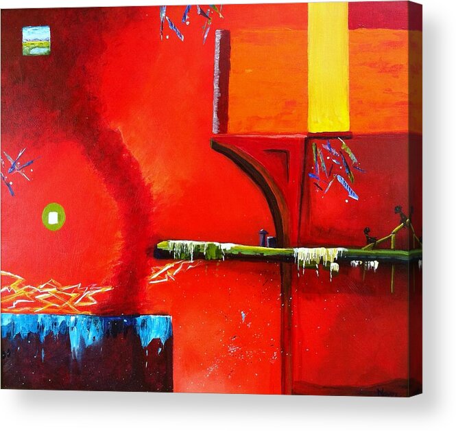 Red Acrylic Print featuring the painting Red World by Deborah Naves