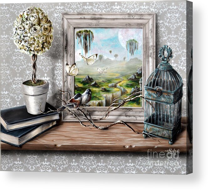 Surrealism Acrylic Print featuring the painting Reflections by Lachri