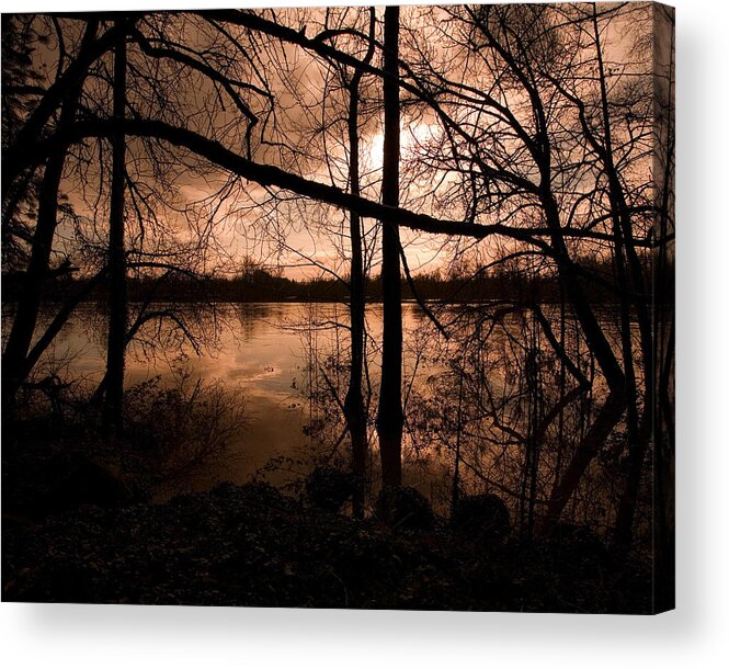 Nature Photography Acrylic Print featuring the photograph River Sunset by Bonnie Bruno