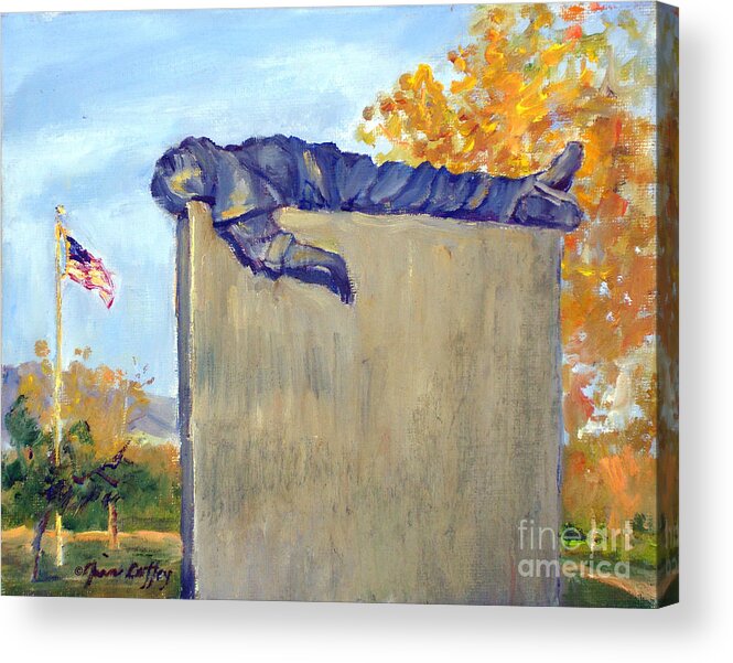 Riverside Acrylic Print featuring the painting Riverside National Cemeter Veterans Memorial by Joan Coffey