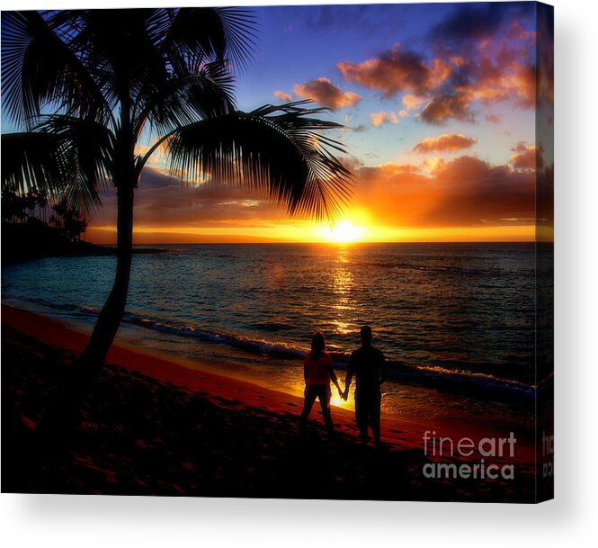 Romantic Sunset Hawaii Acrylic Print featuring the photograph Romantic Sunset Hawaii by Patrick Witz