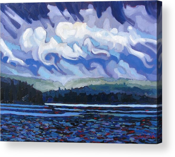 Chadwick Acrylic Print featuring the painting Round Lake Thunderstorm by Phil Chadwick