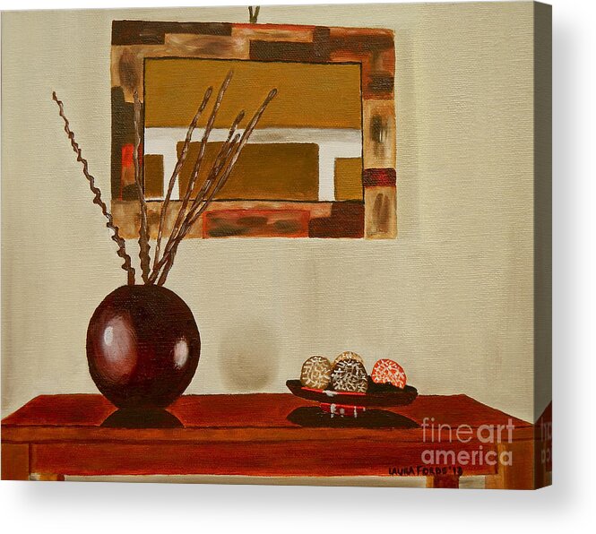 Still Life Acrylic Print featuring the painting Round Vase by Laura Forde
