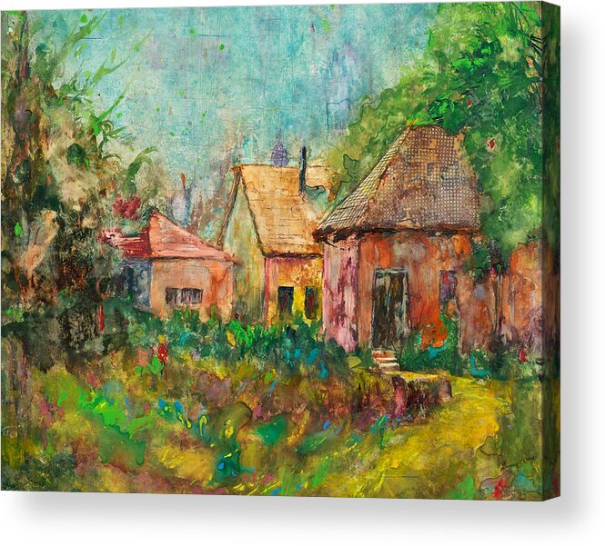 Buildings Acrylic Print featuring the painting Rustic Retreat by Gary DeBroekert