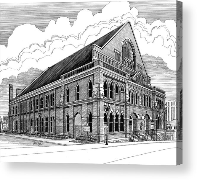 Architecture Acrylic Print featuring the drawing Ryman Auditorium in Nashville TN by Janet King