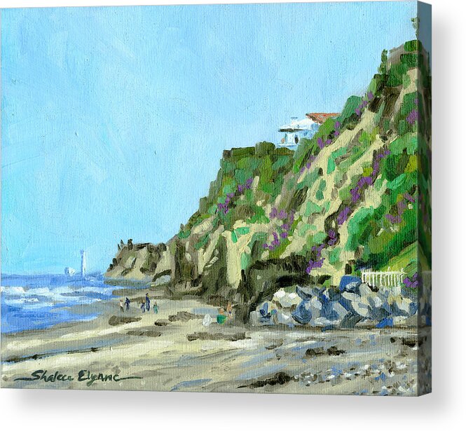 California Landscape Acrylic Print featuring the painting San Diego Beach House Hill by Shalece Elynne